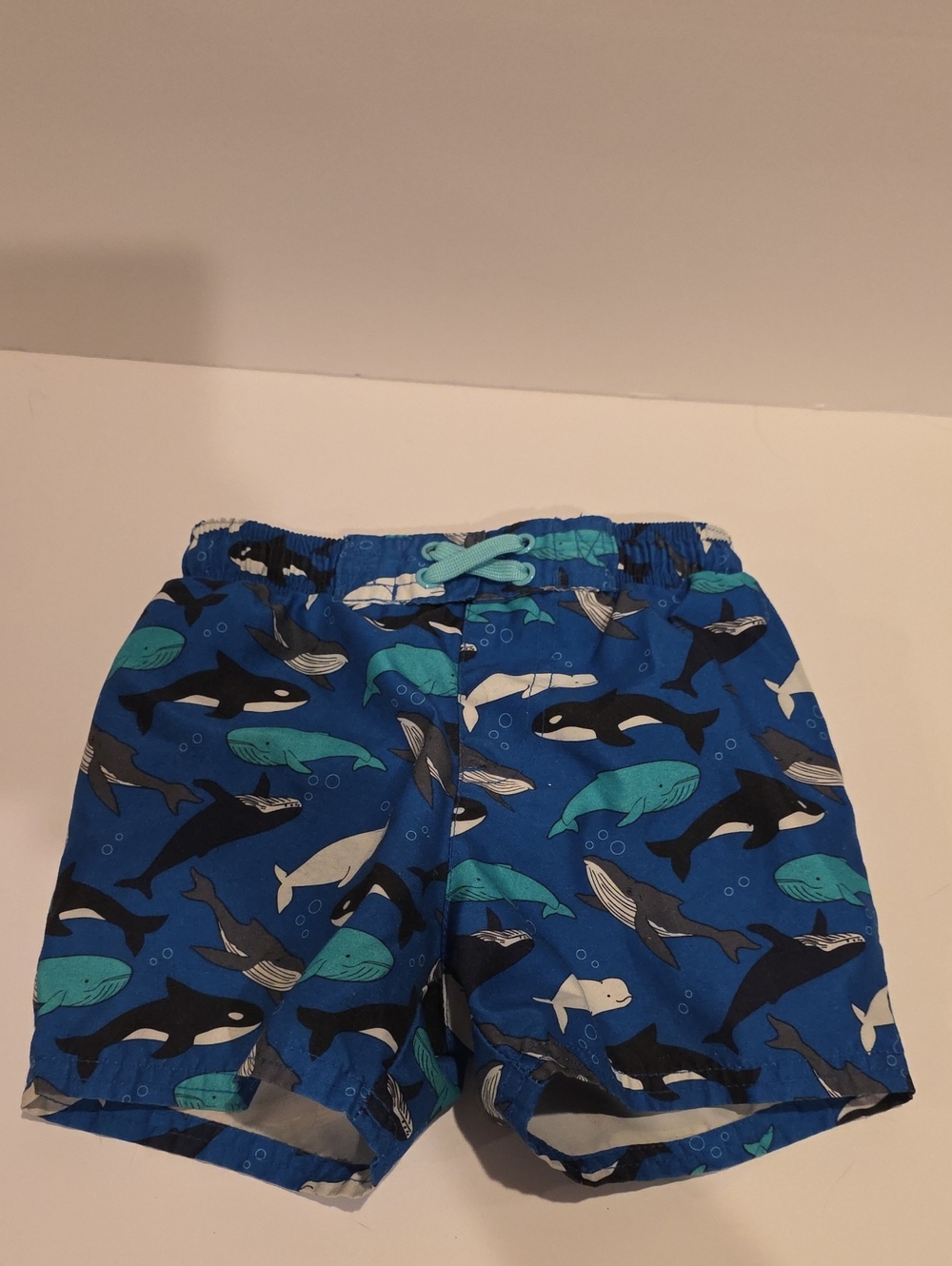 Cat & Jack Blue Swim Trunks with Whale and Orca Motif 2t
